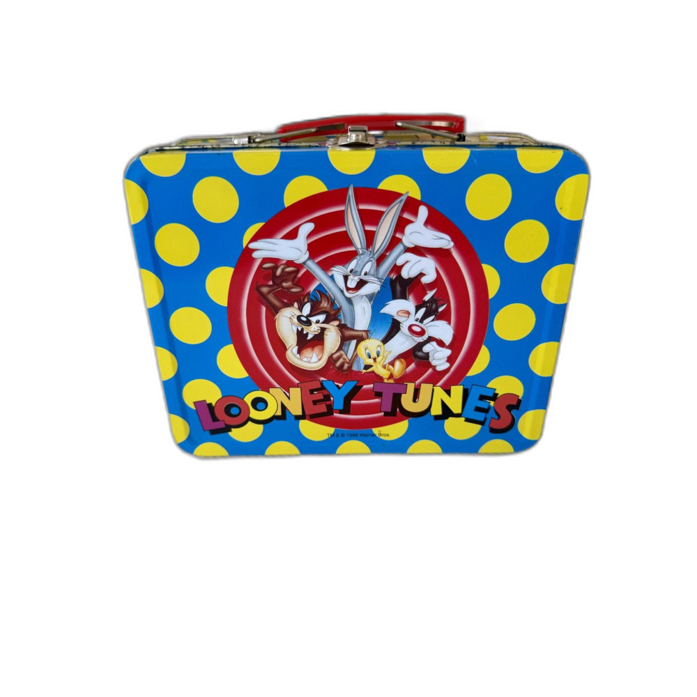 Vintage 1998 Looney Tunes Metal Lunch Box Bugs Bunny Taz Tweety Warner Bros